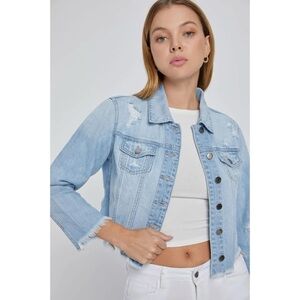 Cello Light Wash Distressed Denim Jacket